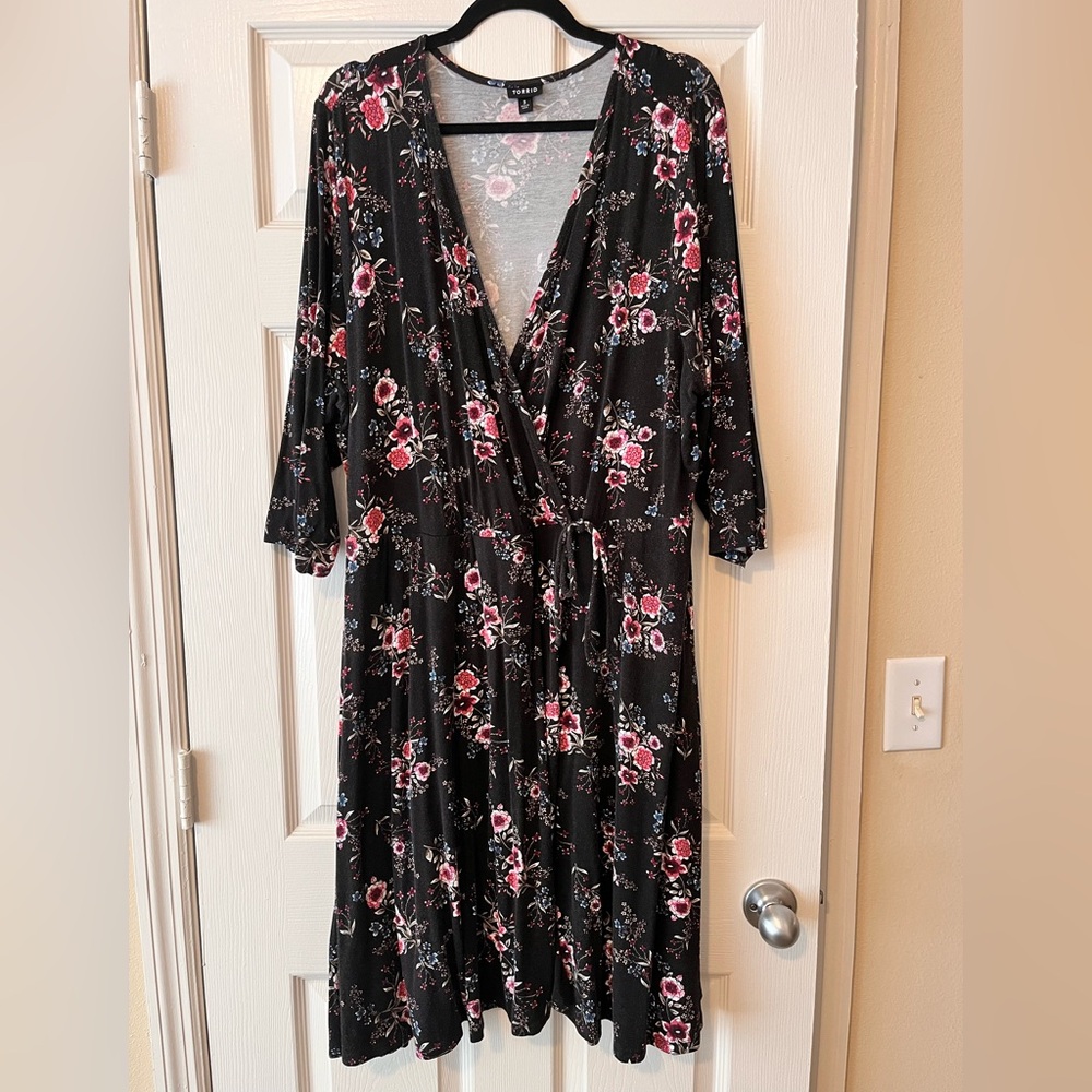 Floral Faux Wrap Dress